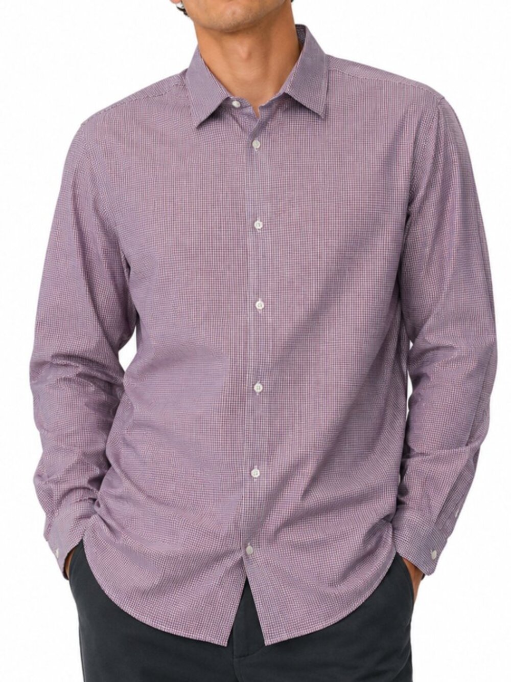 Culturata Shirt Mens Large Red Blue Gingham Check Long Sleeve Tailored Fit Dress